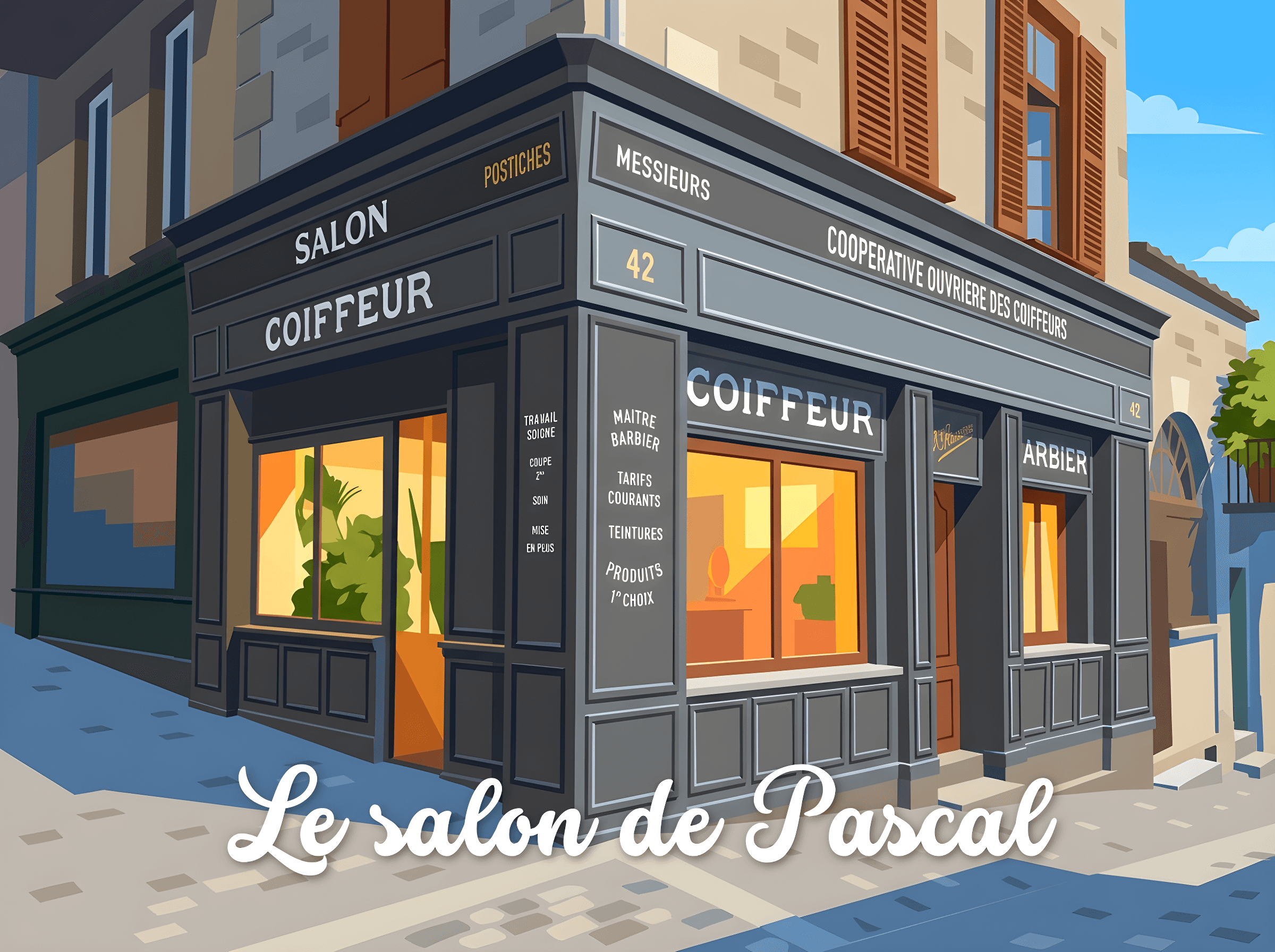 Exemple de poster 30 × 40 cm en paysage — la devanture d'un salon de coiffure